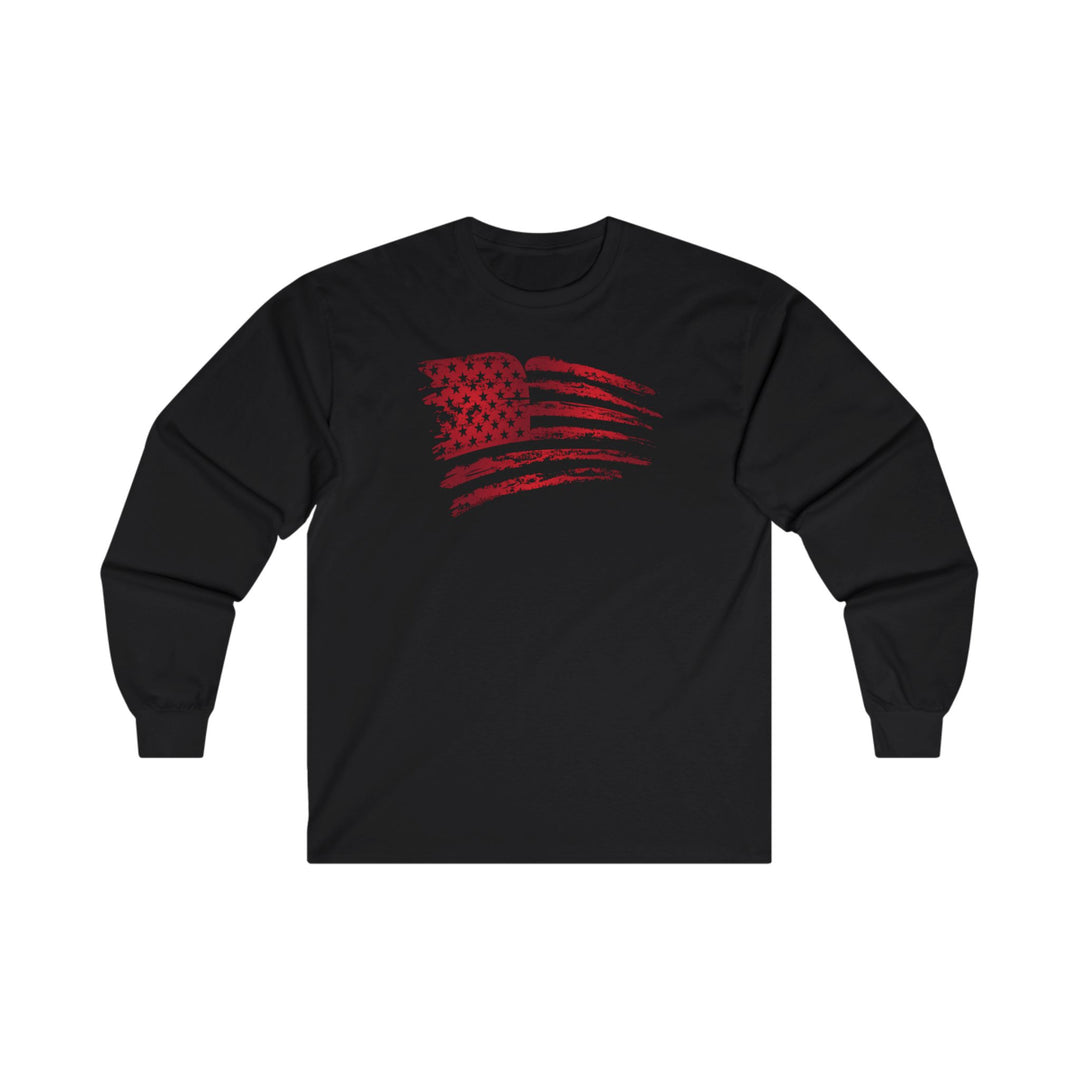 Red American Flag Long Sleeve Tee