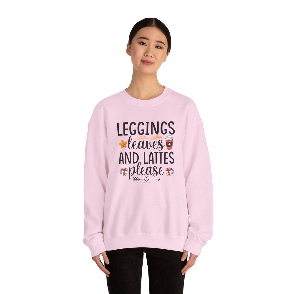 Leggings Leaves and Lattes Please Crewneck Sweatshirt