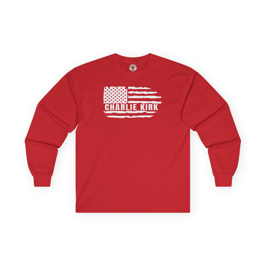 Charlie Kirk Flag Long Sleeve Tee