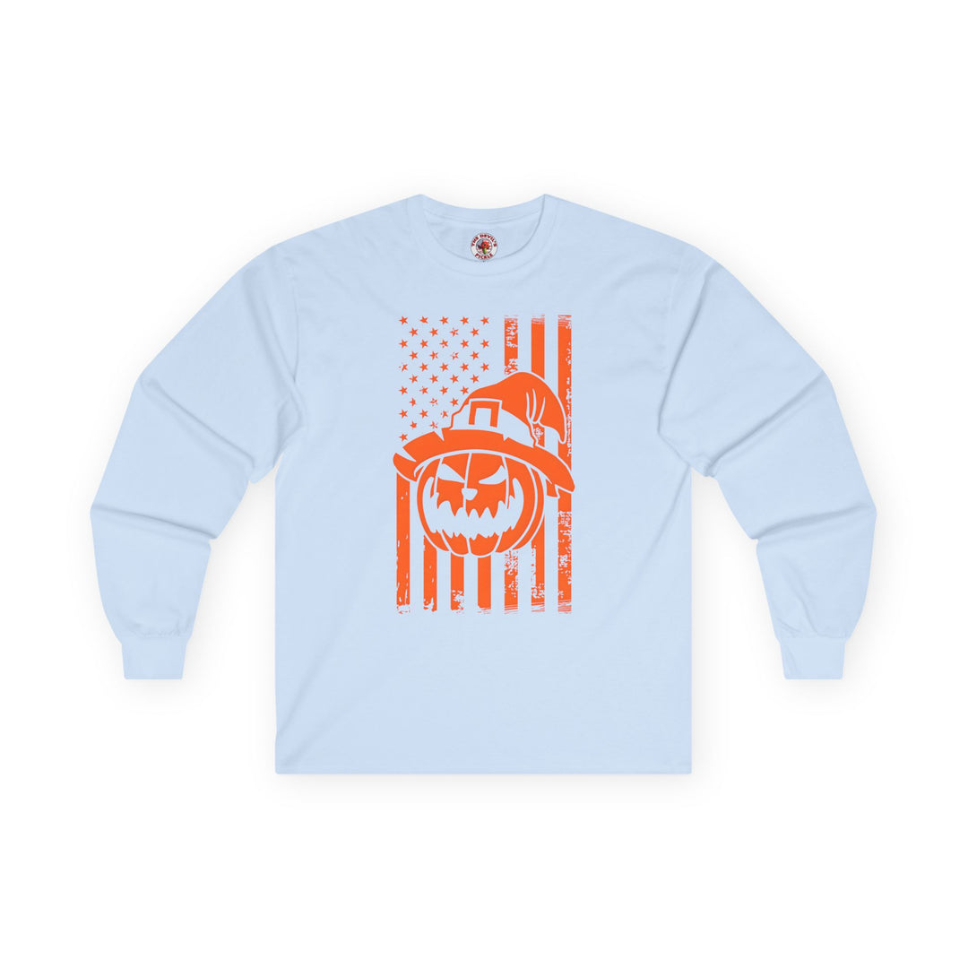 Pumpkin American Flag Long Sleeve Tee