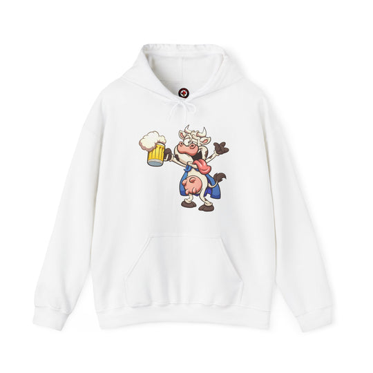 Beer Drinking Cow Hooded Sweatshirt