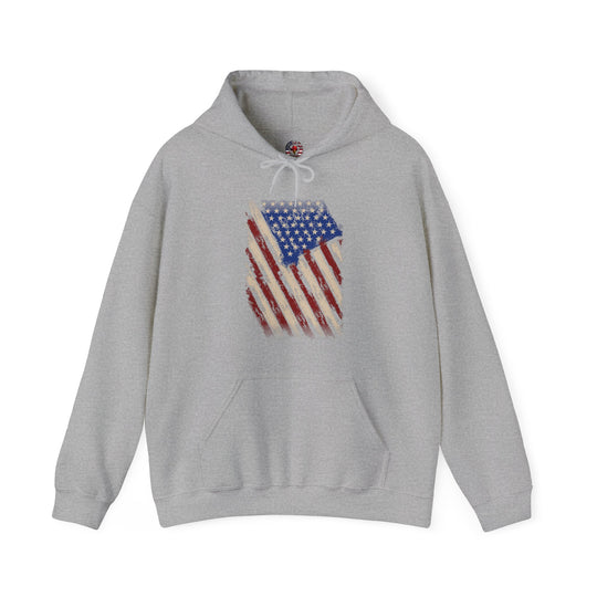 Distressed American Flag Hooded Sweatshirt