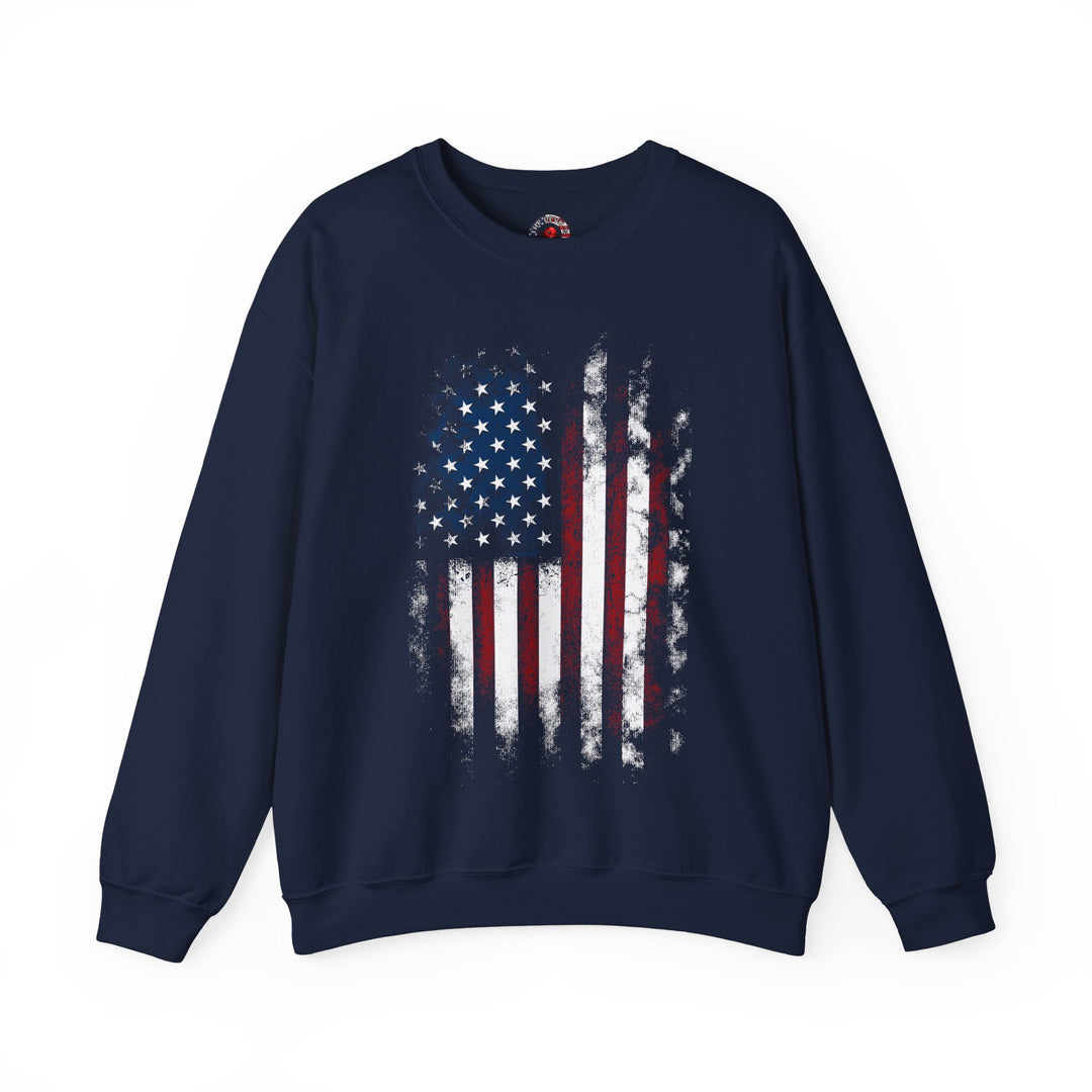 Distressed American Flag Crewneck Sweatshirt