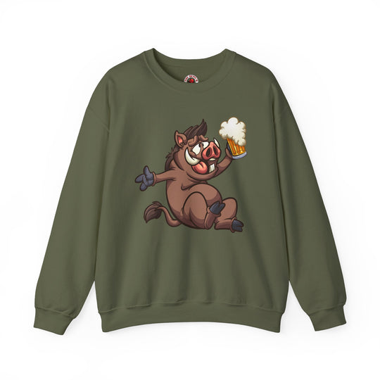 Beer Drinking Boar Crewneck Sweatshirt