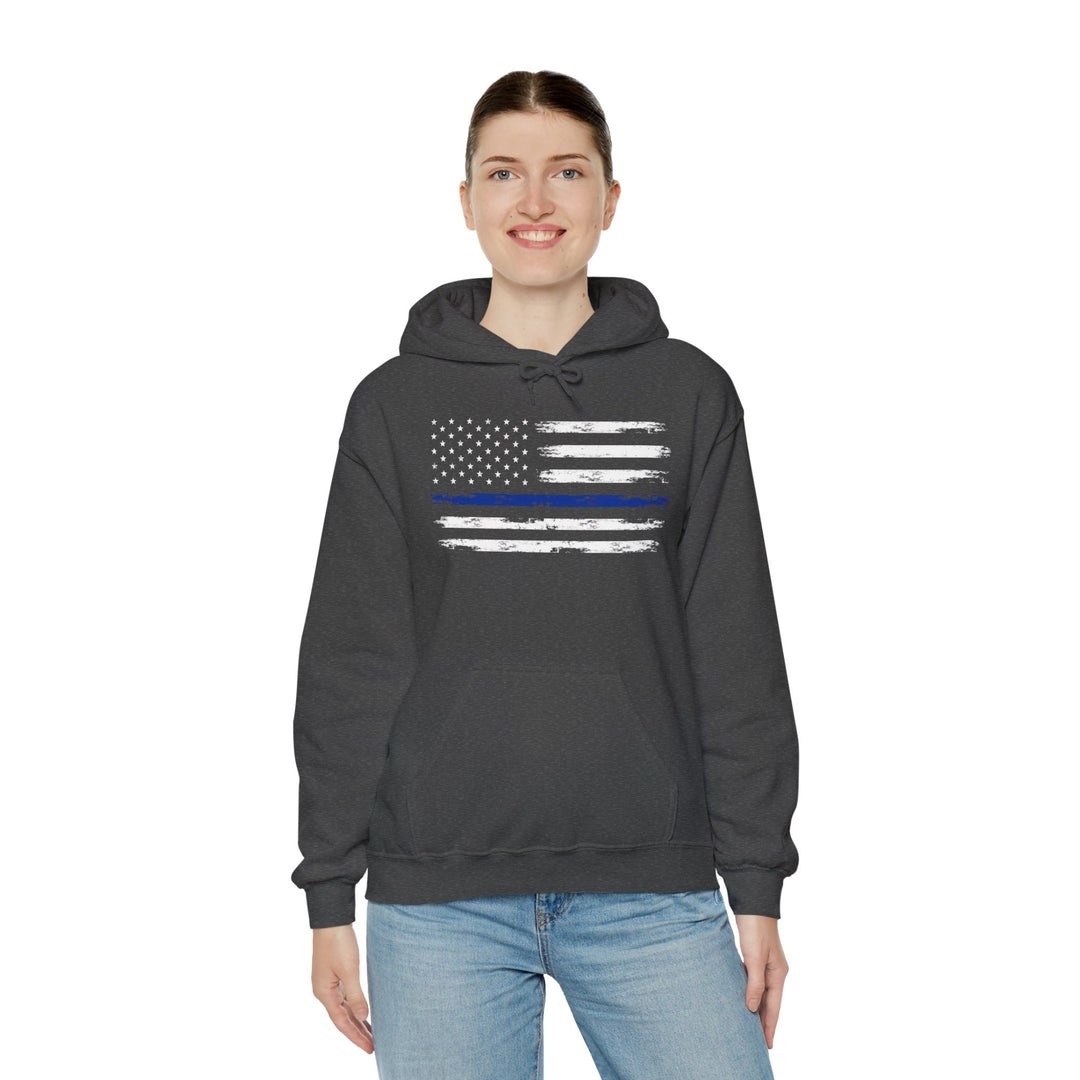 Thin Blue Line American Flag Hooded Sweatshirt