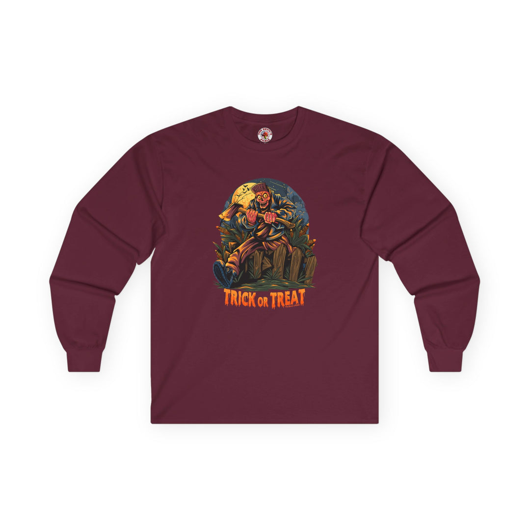 Axe Wielding Zombie Trick or Treat Long Sleeve Tee