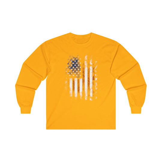 Distressed American Flag Long Sleeve Tee