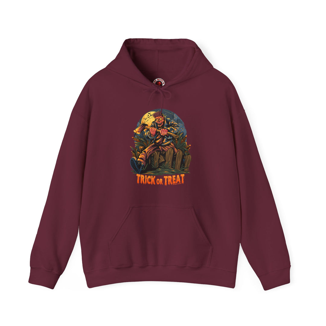 Axe Wielding Zombie Trick or Treat Hooded Sweatshirt