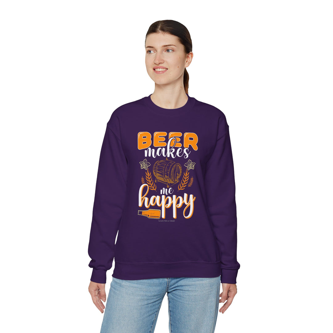 Beer Makes Me Happy Crewneck Sweatshirt.