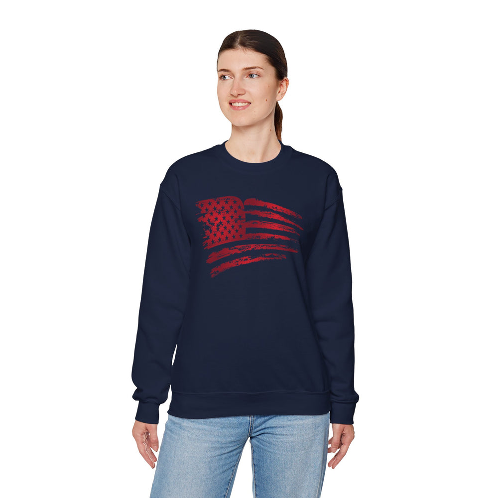 Red American Flag Crewneck Sweatshirt