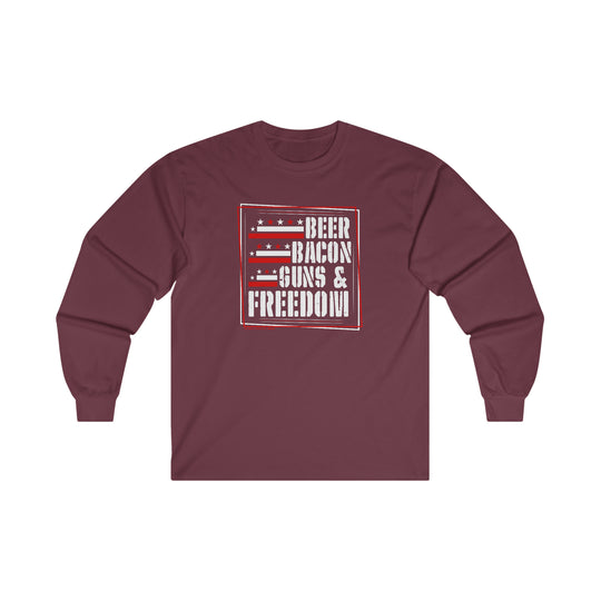 Beer Bacon Guns and Freedom Long Sleeve Tee