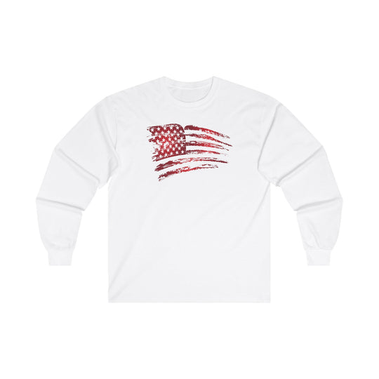 Red American Flag Long Sleeve Tee