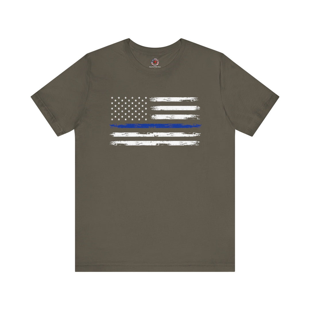 Thin Blue Line American Flag T-Shirt