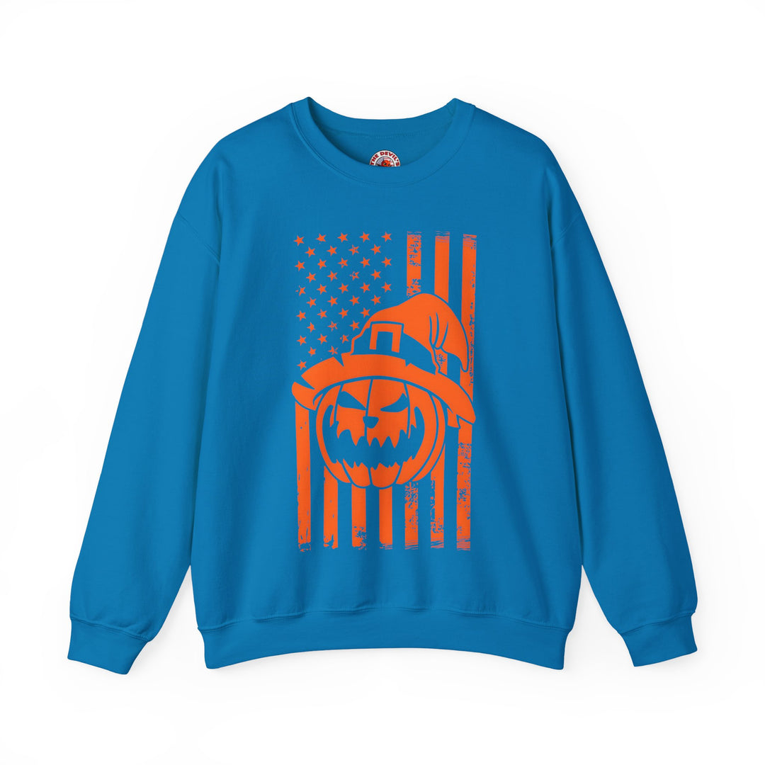 Pumpkin American Flag Crewneck Sweatshirt