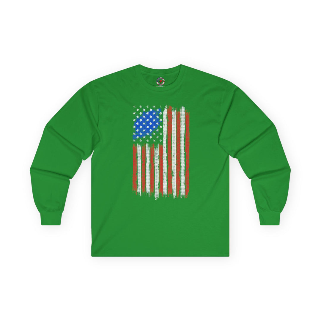 Tattered American Flag  Long Sleeve Tee