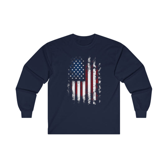 Distressed American Flag Long Sleeve Tee