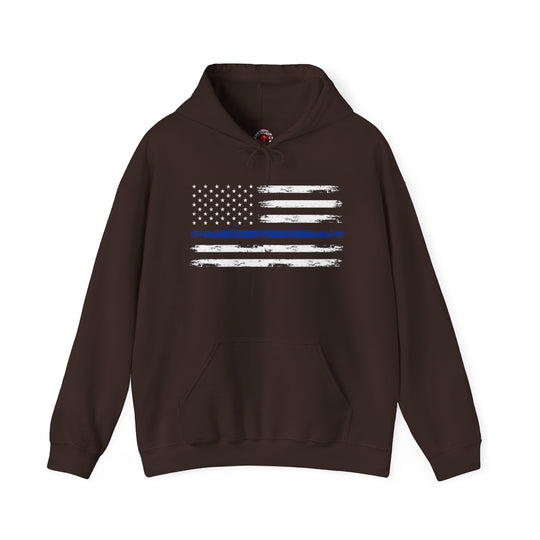 Thin Blue Line American Flag Hooded Sweatshirt