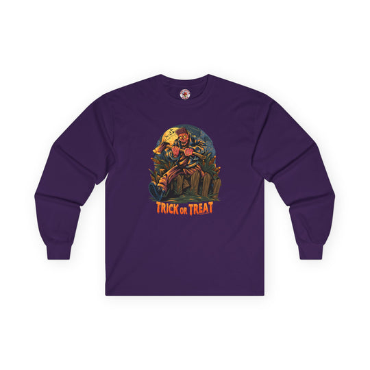 Axe Wielding Zombie Trick or Treat Long Sleeve Tee