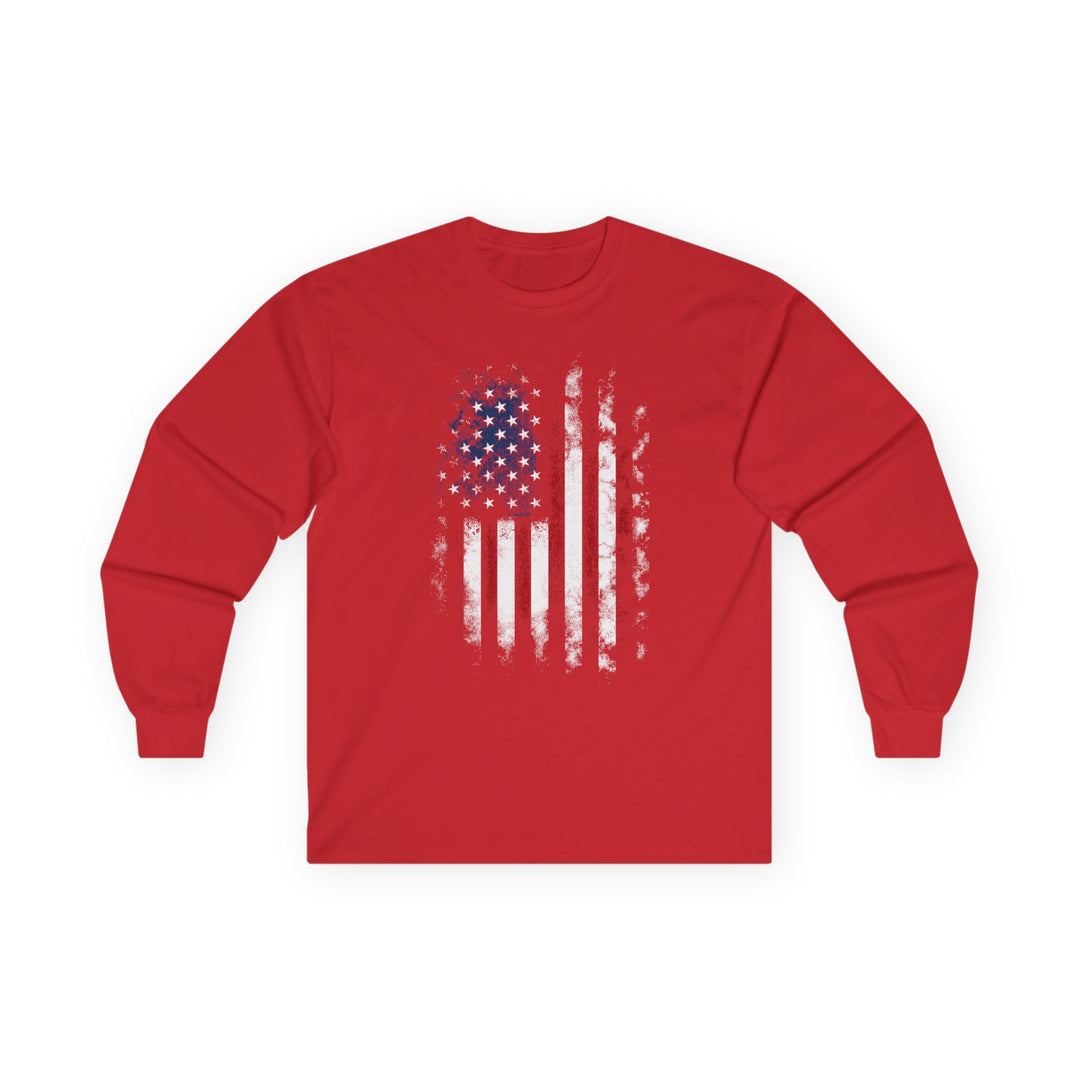 Distressed American Flag Long Sleeve Tee