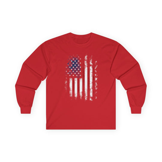 Distressed American Flag Long Sleeve Tee
