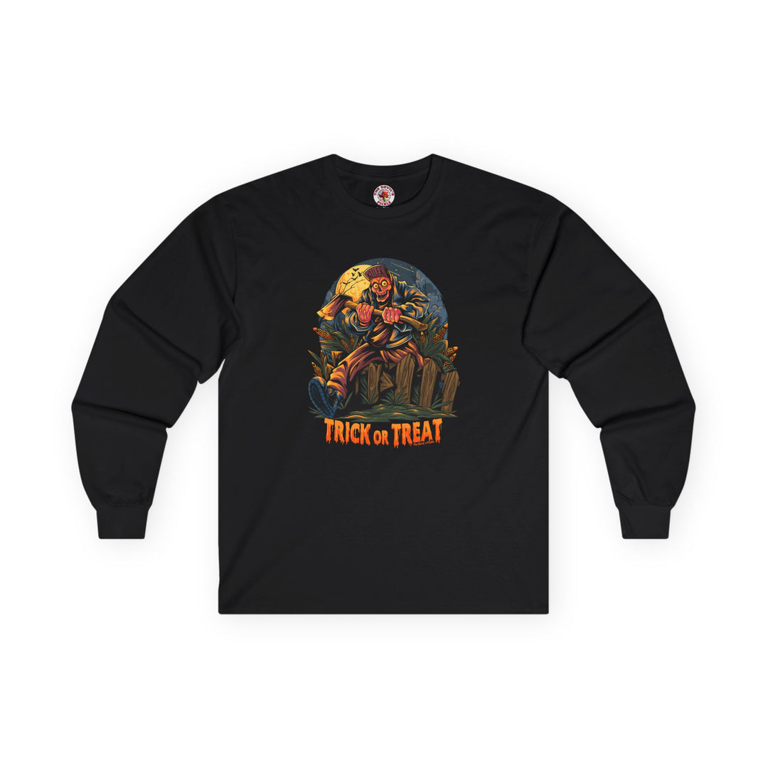 Axe Wielding Zombie Trick or Treat Long Sleeve Tee