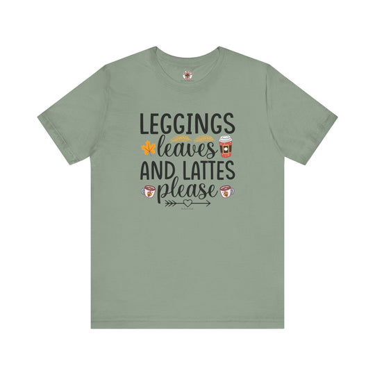 Leggings Leaves and Lattes Please T-Shirt