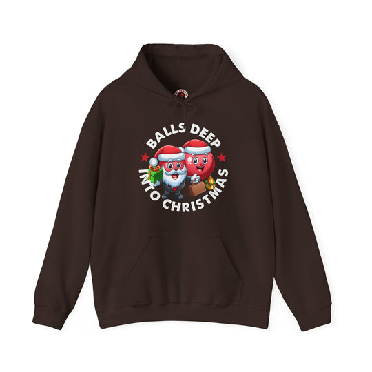 Balls Deep Into Christmas Hooded Sweatshirt