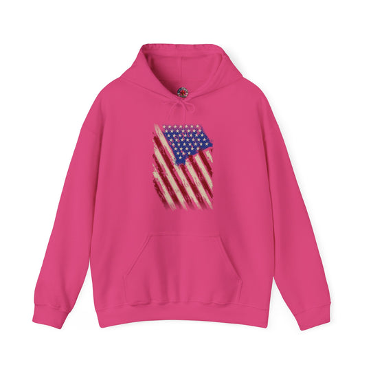 Distressed American Flag Hooded Sweatshirt