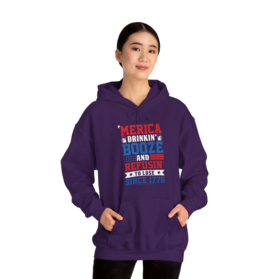 Merica Drinkin Booze And Refusin To Lose Hooded Sweatshirt