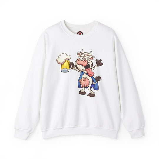 Beer Drinking Cow Crewneck Sweatshirt