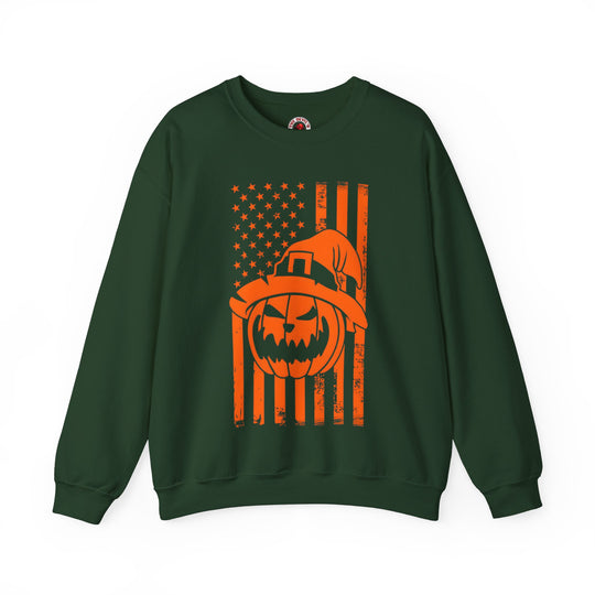 Pumpkin American Flag Crewneck Sweatshirt