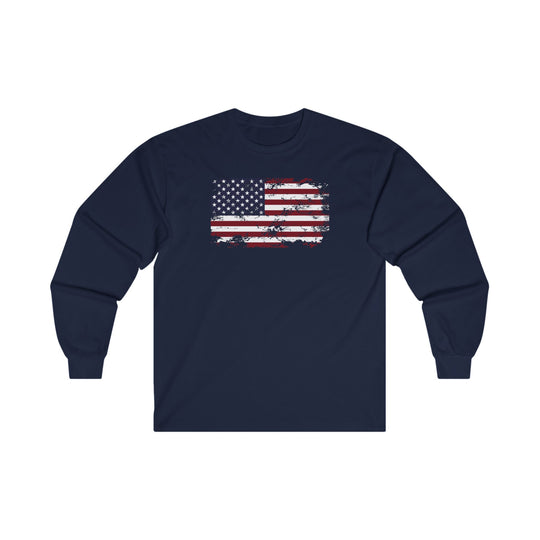 Vintage Style American Flag Long Sleeve Tee