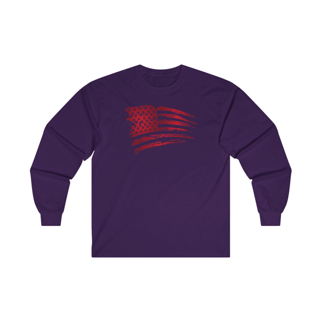 Red American Flag Long Sleeve Tee