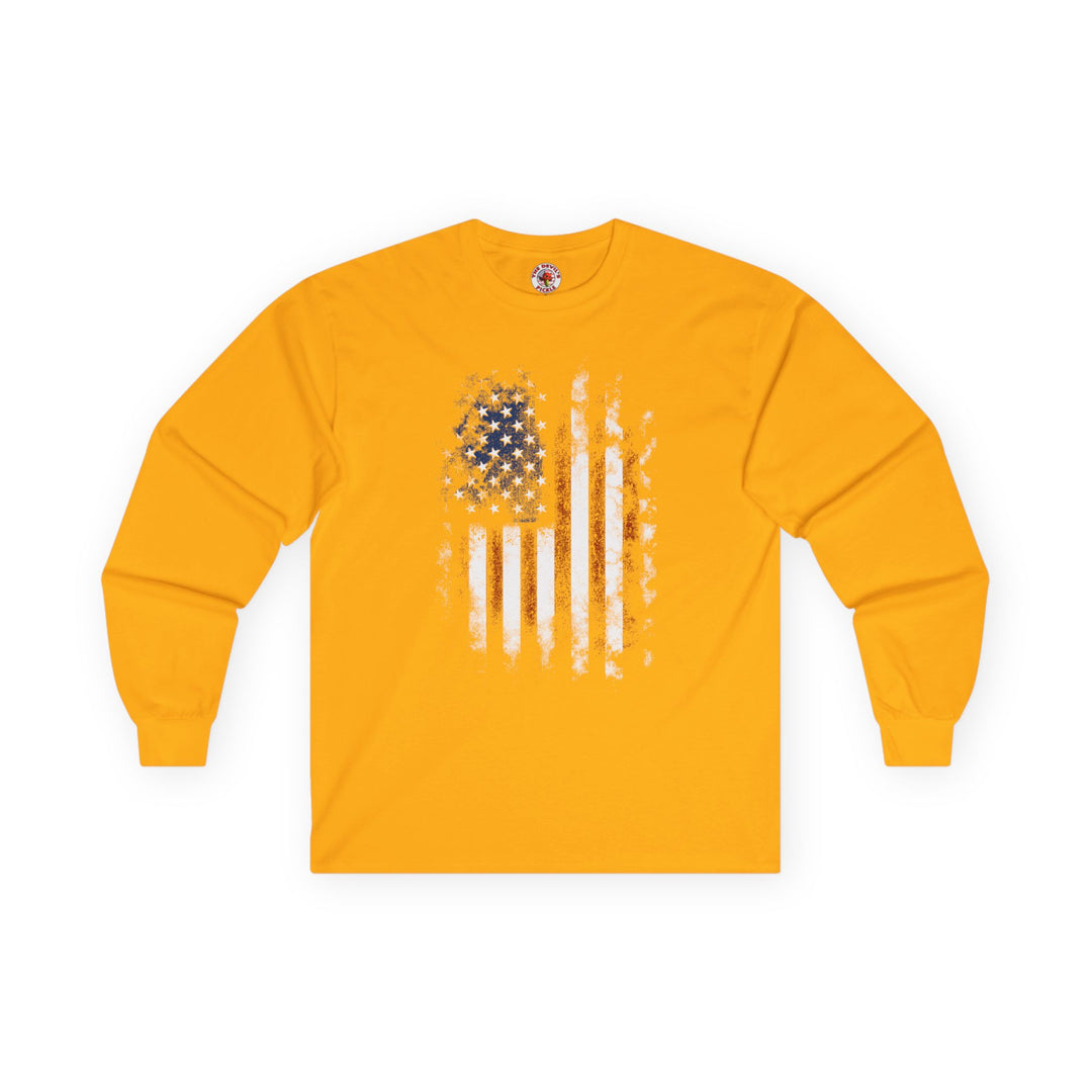 Distressed American Flag Long Sleeve Tee