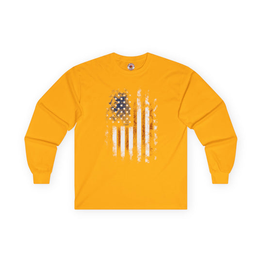 Distressed American Flag Long Sleeve Tee