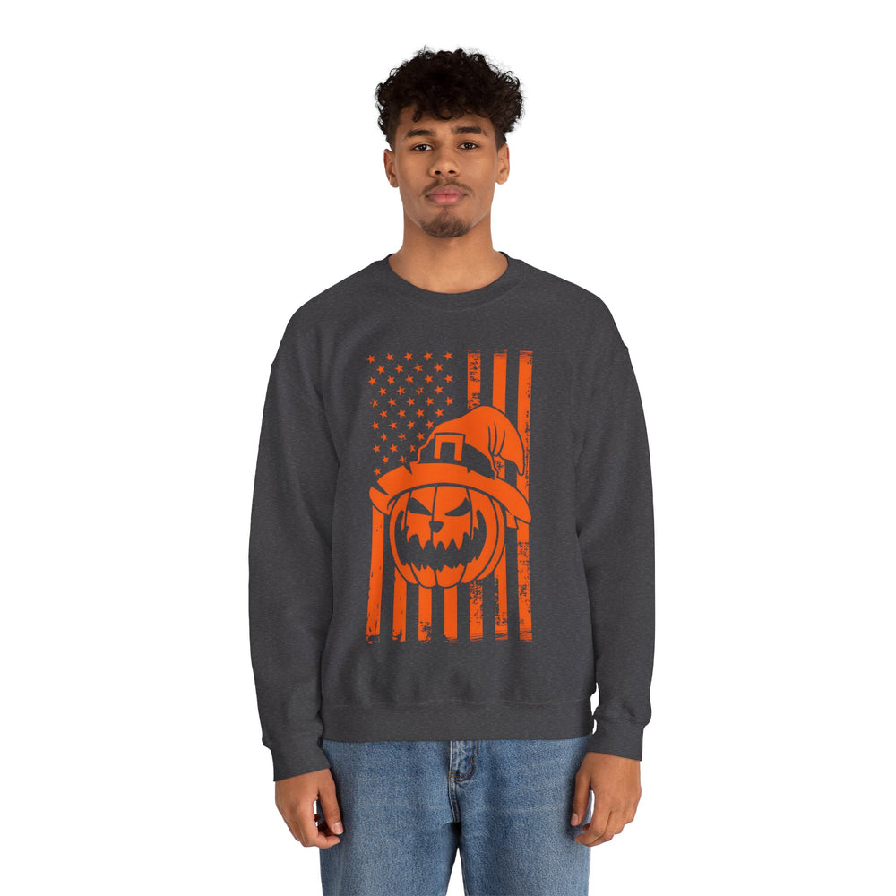 Pumpkin American Flag Crewneck Sweatshirt