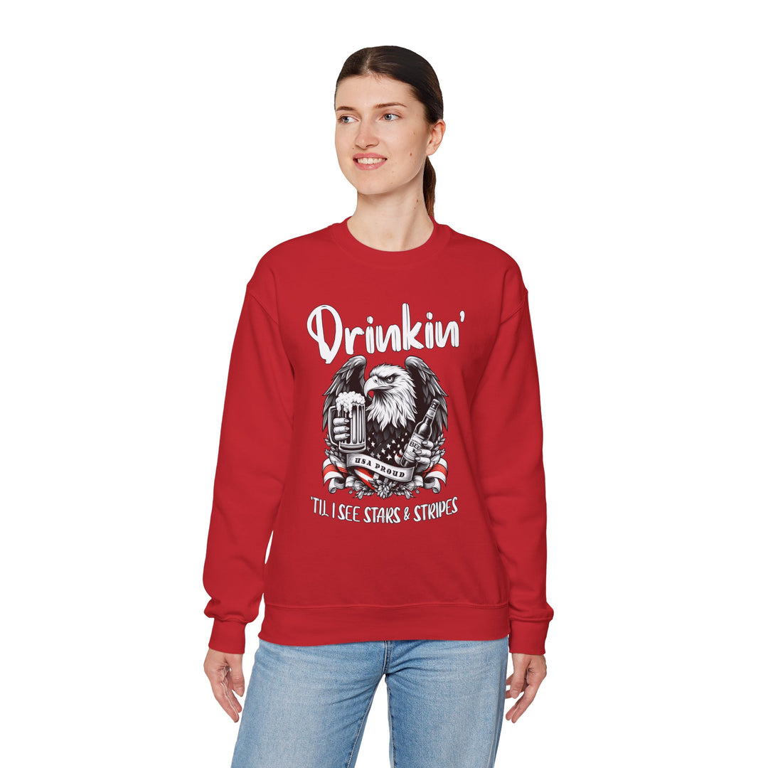 Drinkin' Til I See Stars & Stripes Crewneck Sweatshirt