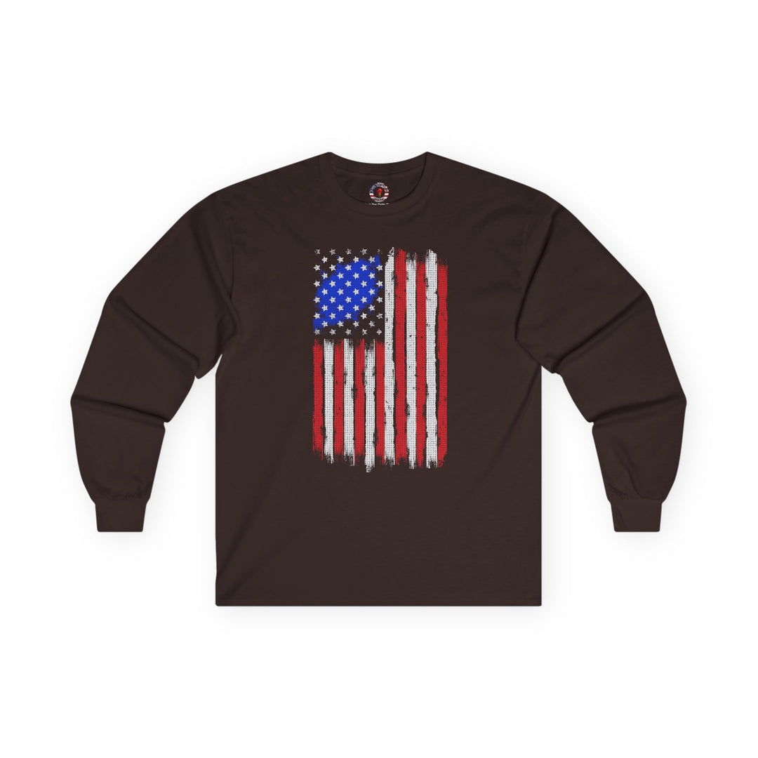 Tattered American Flag  Long Sleeve Tee