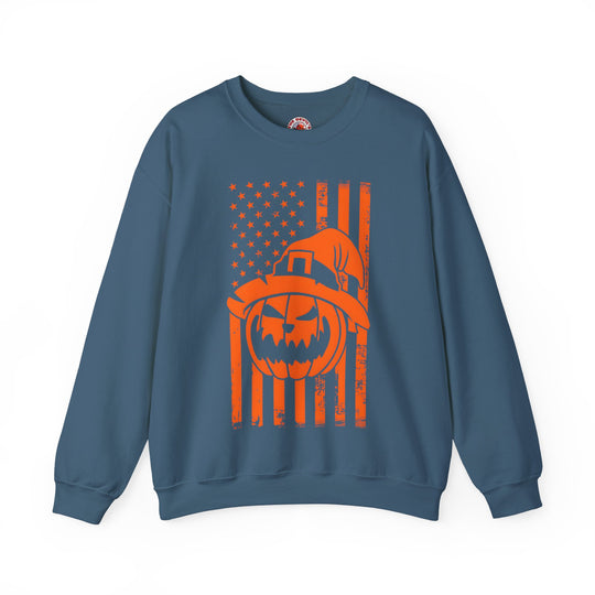 Pumpkin American Flag Crewneck Sweatshirt