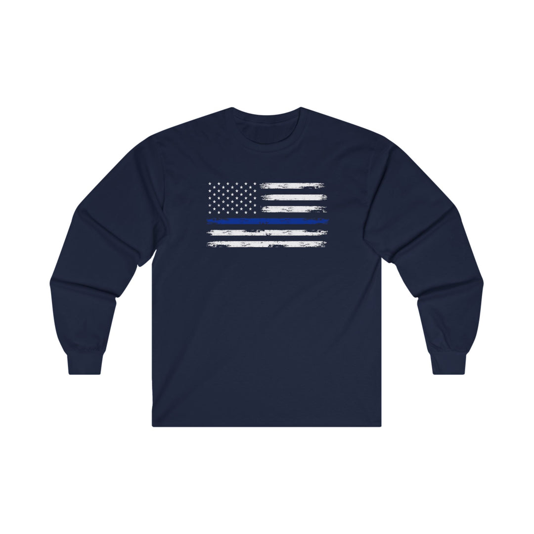 Thin Blue Line American Flag Long Sleeve Tee