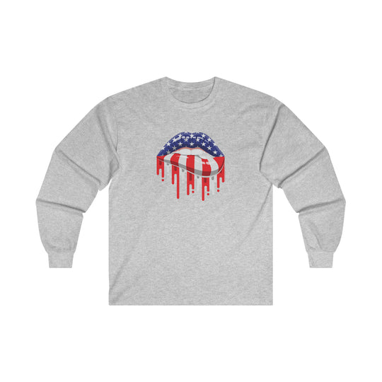 American Flag Lips Long Sleeve Tee