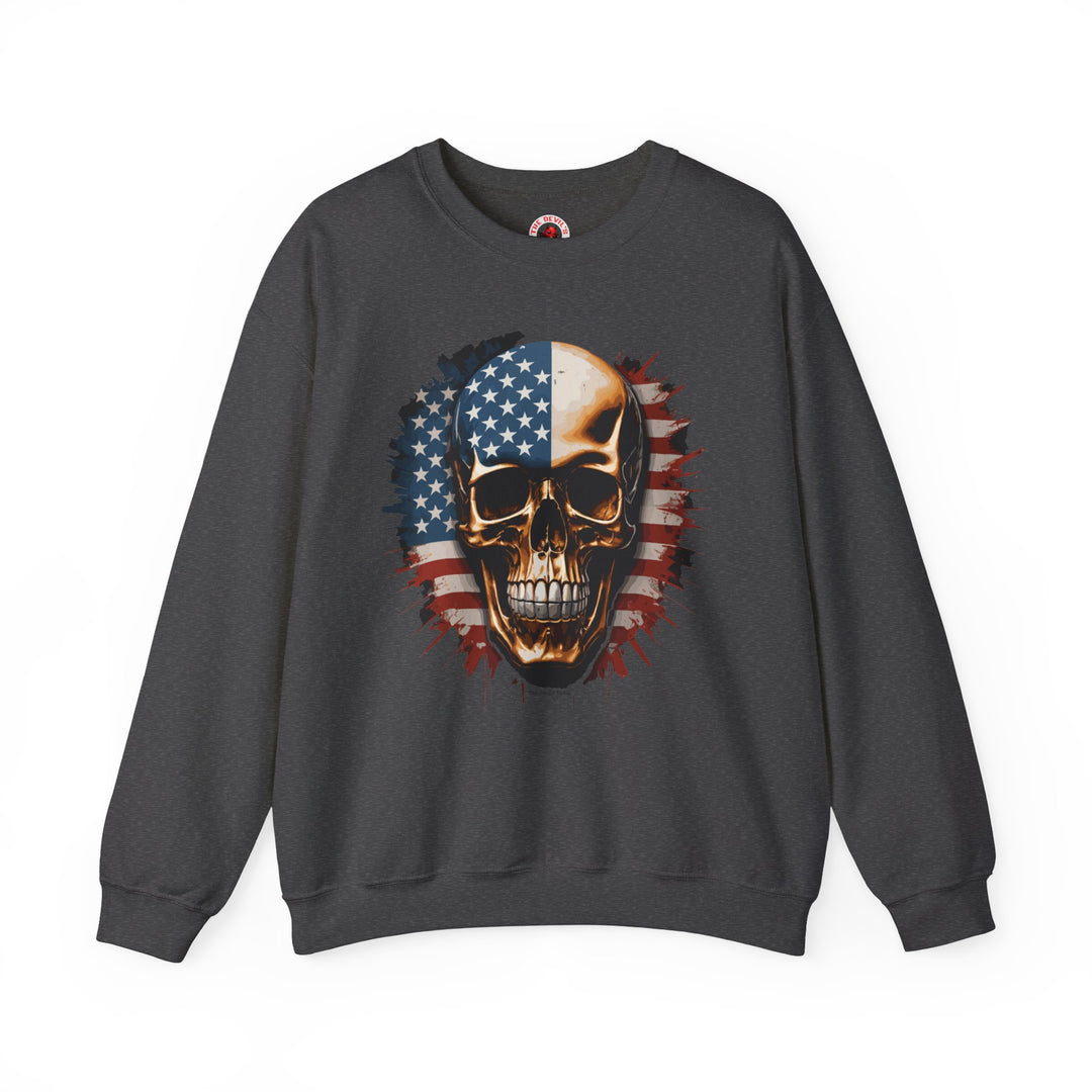 American Flag Skull Crewneck Sweatshirt