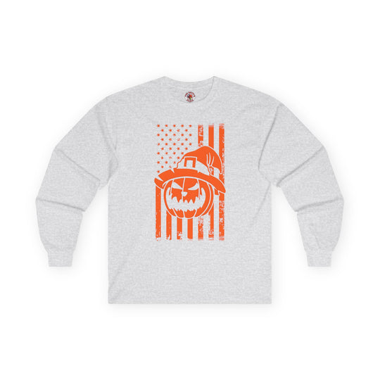 Pumpkin American Flag Long Sleeve Tee
