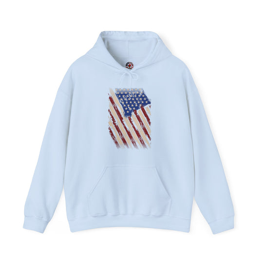 Distressed American Flag Hooded Sweatshirt