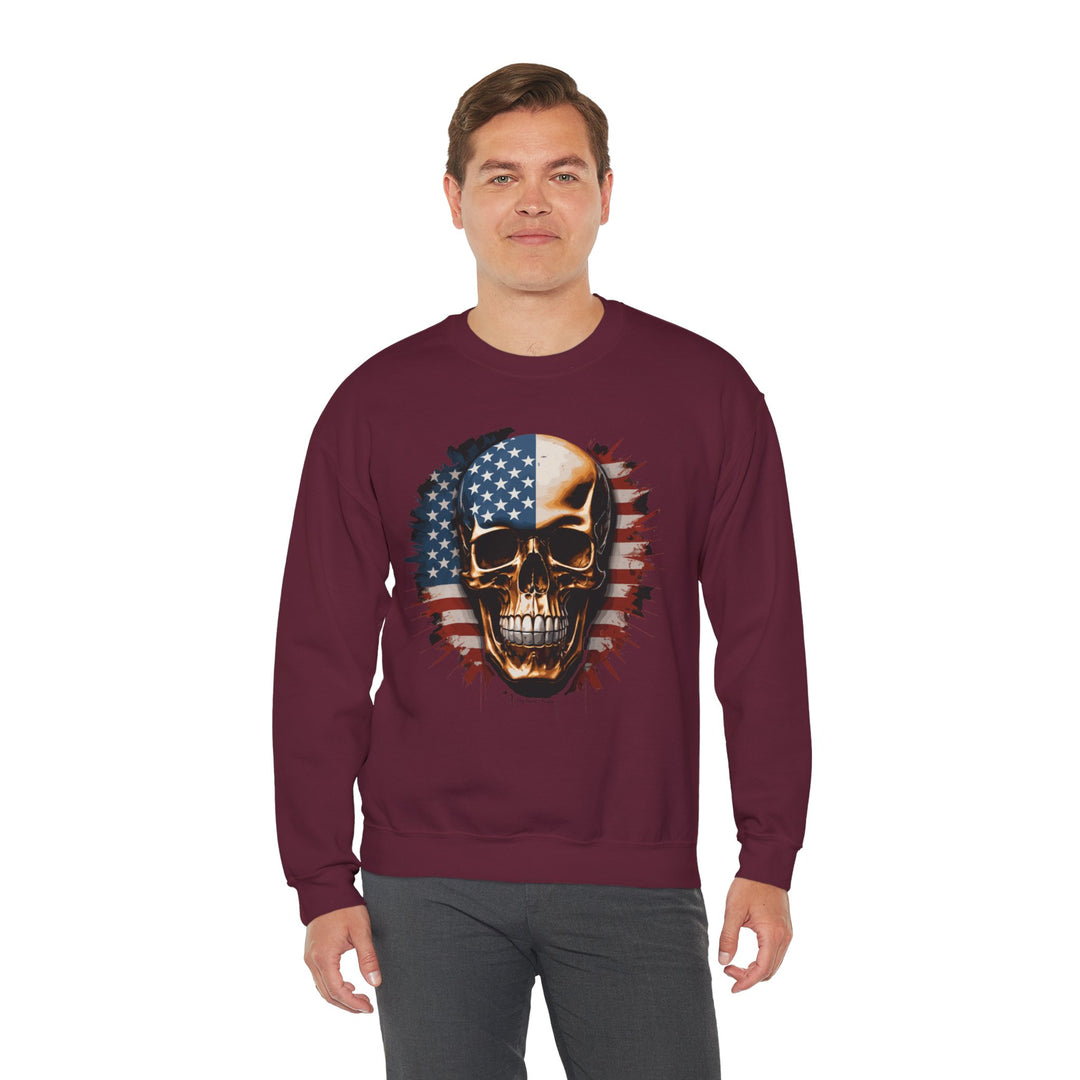 American Flag Skull Crewneck Sweatshirt