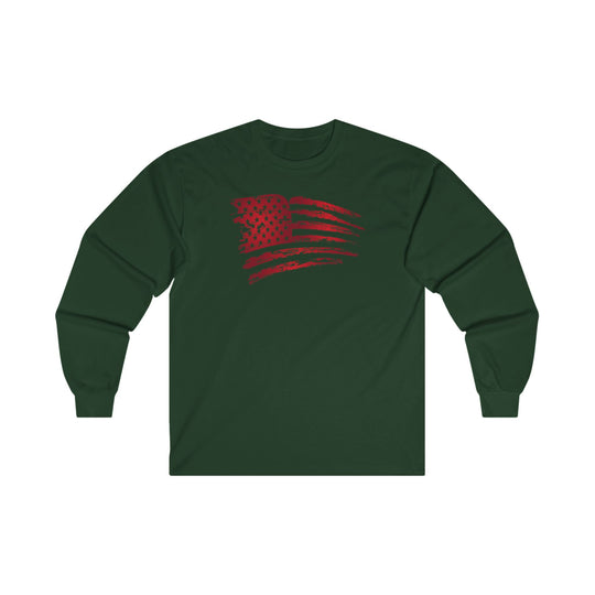 Red American Flag Long Sleeve Tee