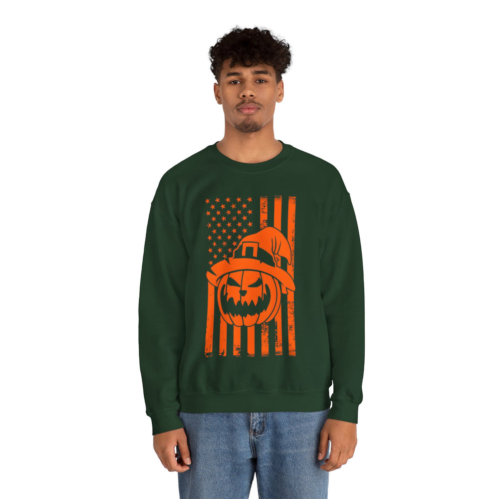 Pumpkin American Flag Crewneck Sweatshirt