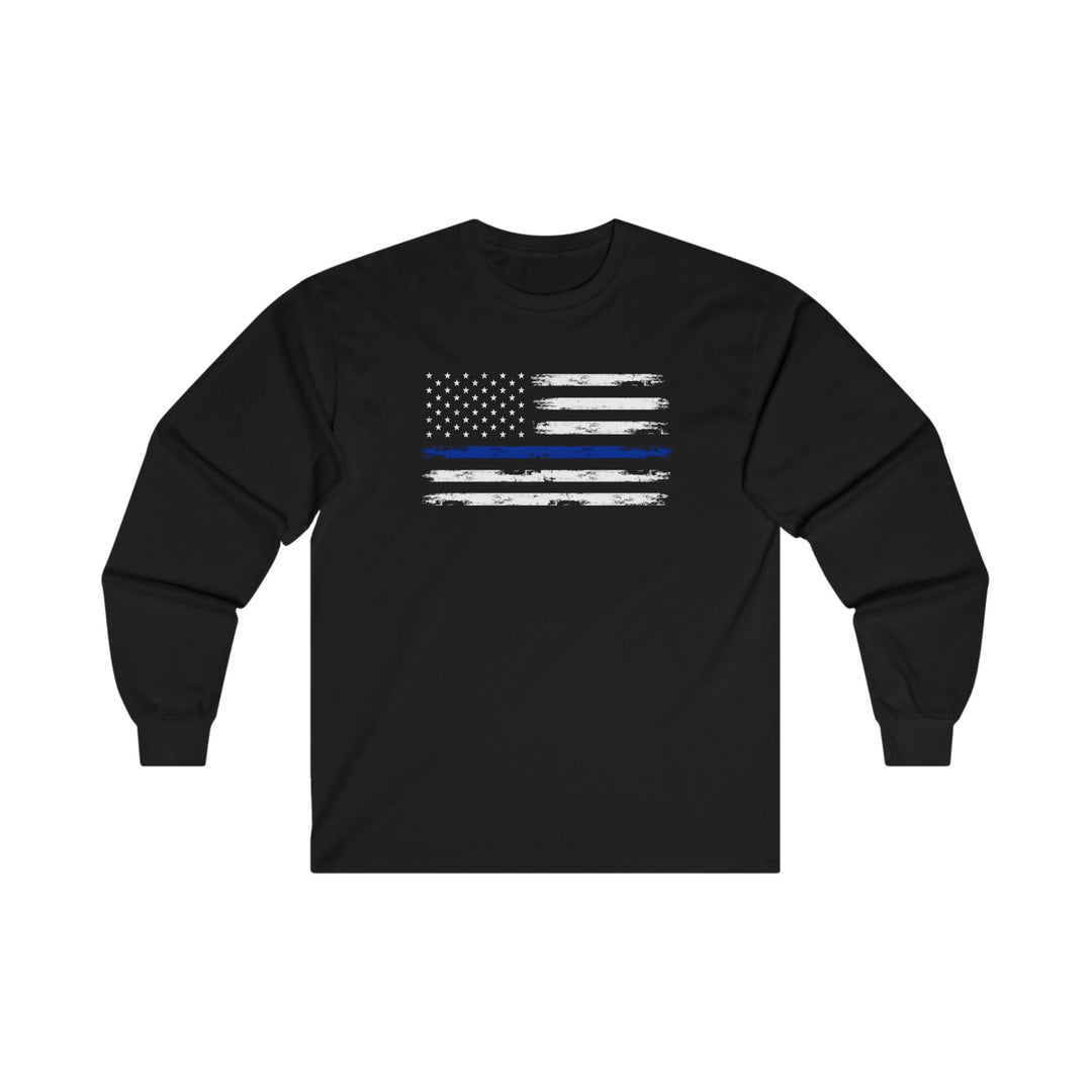 Thin Blue Line American Flag Long Sleeve Tee