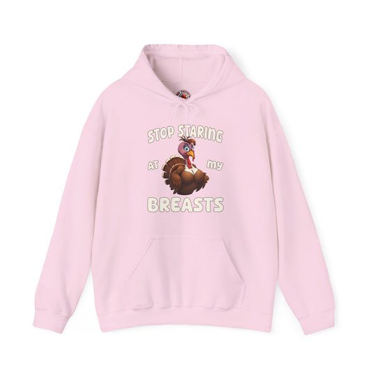 Stop Staring At My Breasts Hooded Sweatshirt