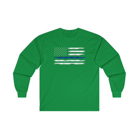 Thin Blue Line American Flag Long Sleeve Tee